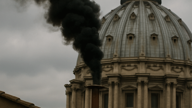 Fumaça preta sobe no Vaticano e cardeais não elegem novo papa