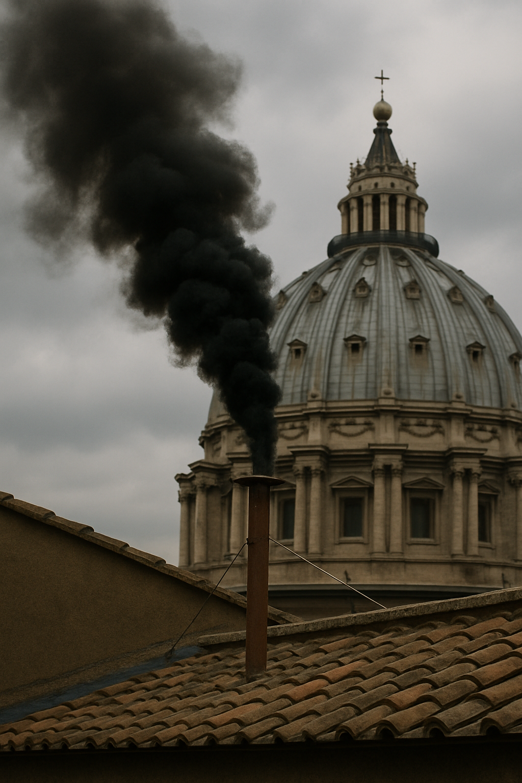 Fumaça preta sobe no Vaticano e cardeais não elegem novo papa