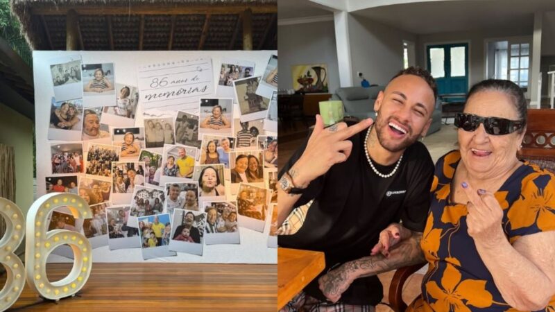 Comemoração familiar emociona Neymar no aniversário de 86 anos da avó paterna