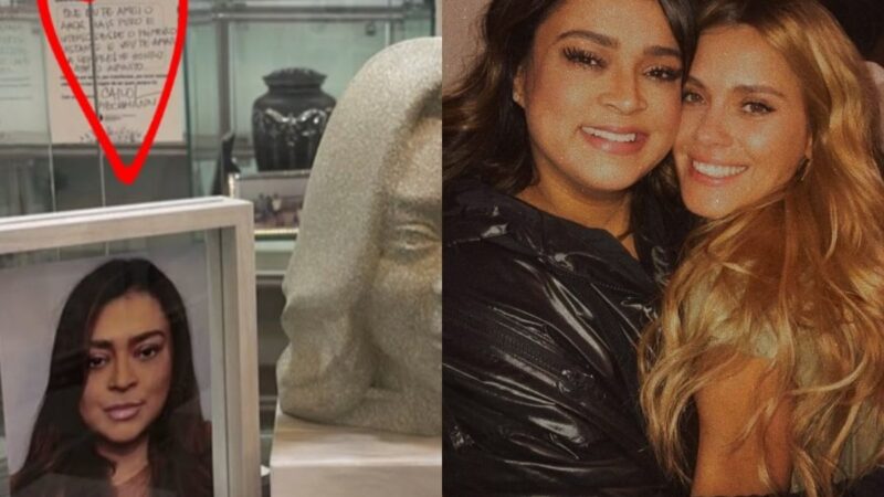 Carolina Dieckmmann deixa recado à Preta Gil ao lado do busto com cinzas da cantora