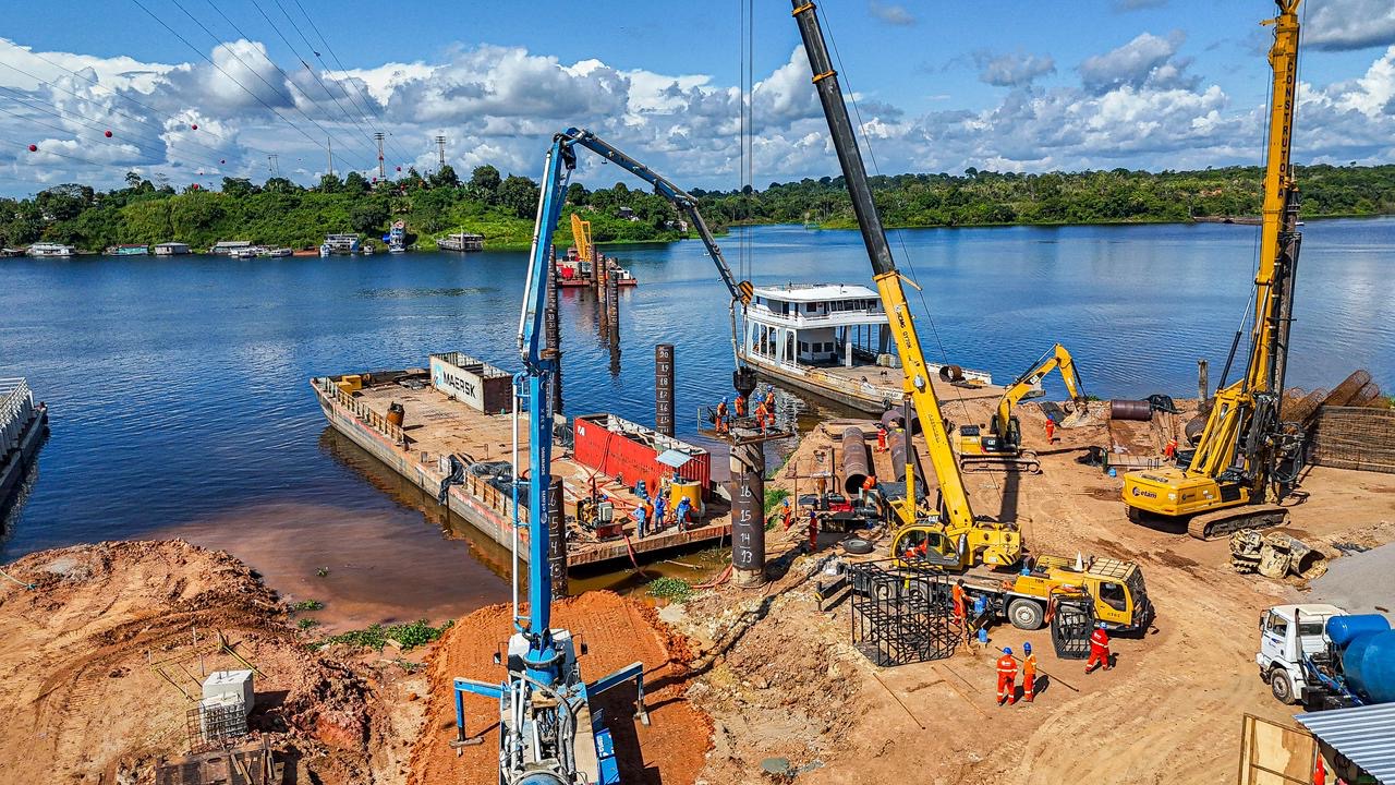 Tefé avança com a concretagem das estacas de fundação da ponte