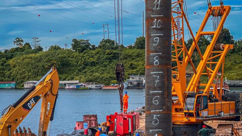 Ponte do Abial em Tefé avança e inicia fase decisiva com a cravação da primeira estaca