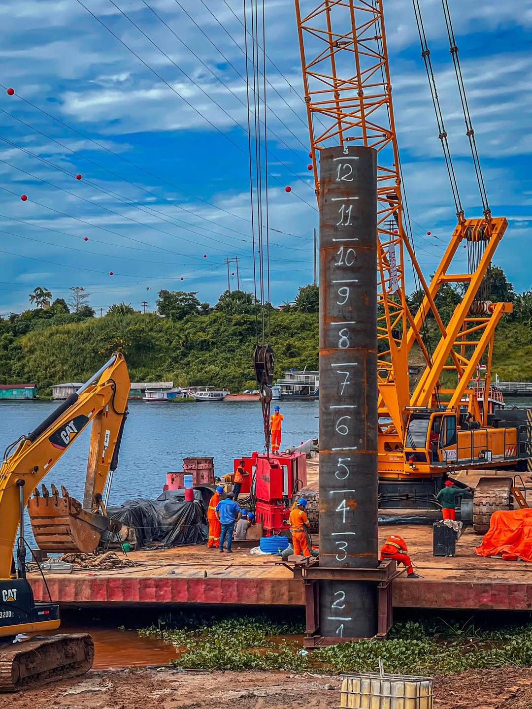 Ponte do Abial em Tefé avança e inicia fase decisiva com a cravação da primeira estaca