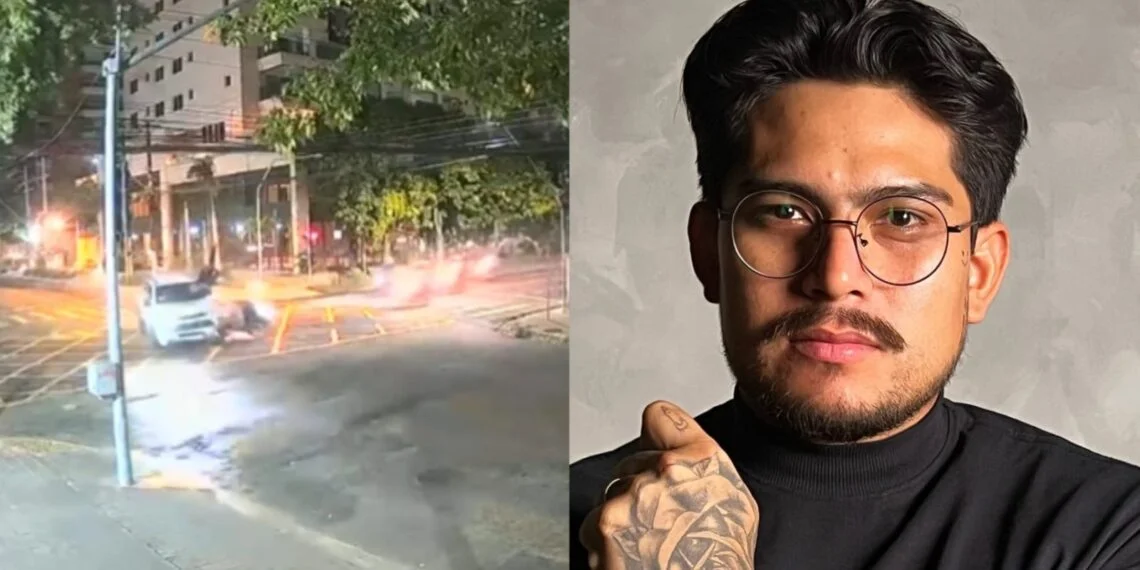 Vídeo mostra carro avançando sinal e arremessando motociclista que morreu na Mário Ypiranga