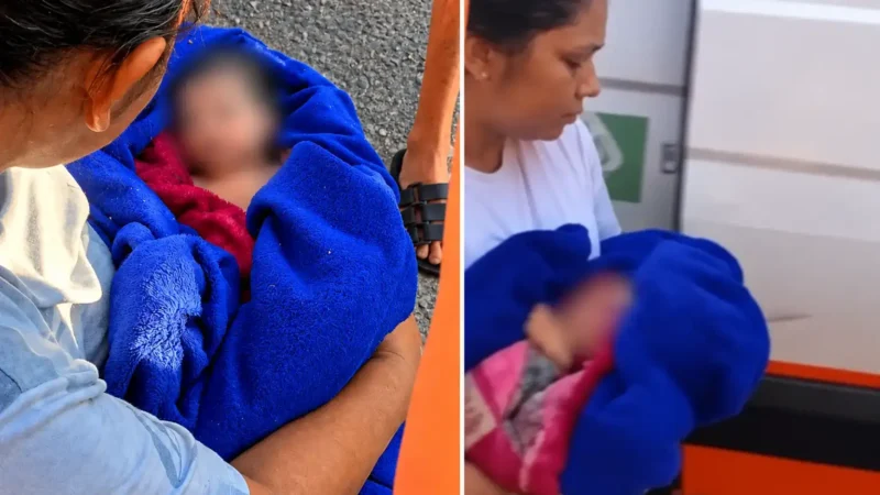 Vídeo: Recém-nascido é encontrado abandonado na entrada de uma casa em Manaus