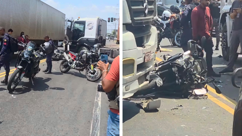 VÍDEO: policial da Rocam fica ferido após colisão com duas carretas