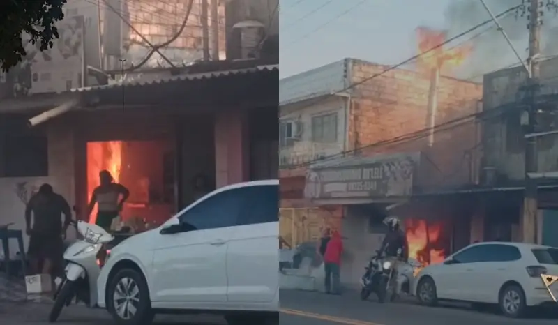 VÍDEO: Churrascaria é tomada pelo fogo e assusta moradores no Educandos, Manaus
