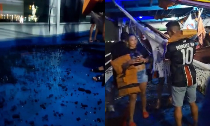 VÍDEO: temporal quebra vidro de barco e deixa duas pessoas feridas durante viagem